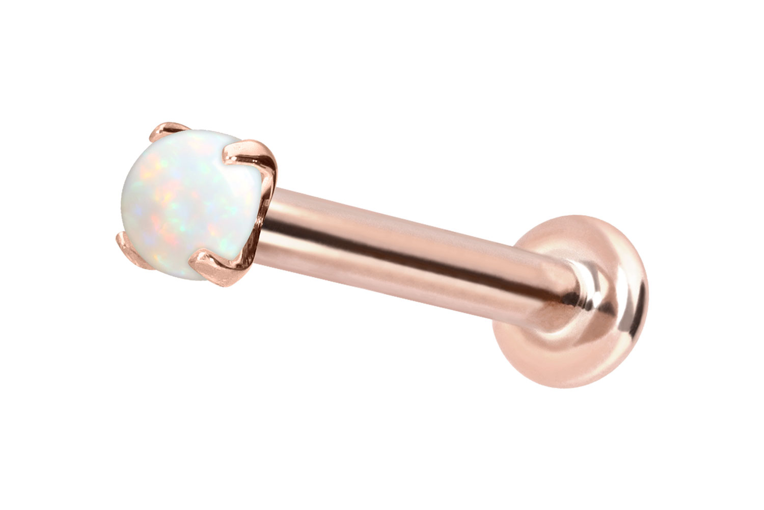 14 Karat Gold Labret Piercing mit Innengewinde SYNTHETISCHER OPAL